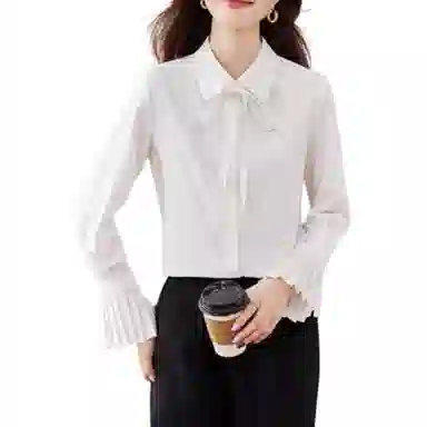 曲韩 气质翻领蝴蝶结长袖衬衫 女款