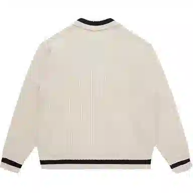 UNDEFEATED FW24 Striped Logo Baseball Collar Knit