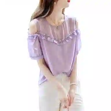 【dme】 通勤法式纯色短袖衬衫 女款