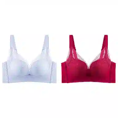 浪莎 舒适无痕无钢圈柔软亲肤轻薄透气收副乳防下垂聚拢文胸 女款 组合装