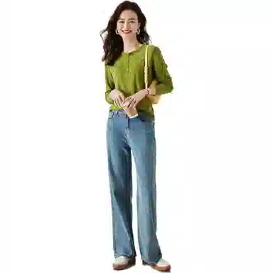 【dme】 休闲纯色圆领长袖针织衫女款