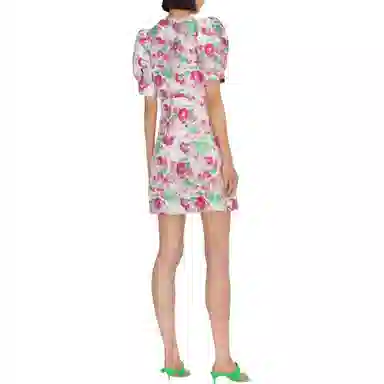 GANNI FW22 Floral Print Short Sleeve Dress