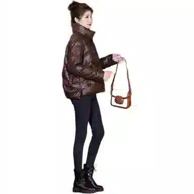 鸭鸭 纯色立领拉链宽松长袖羽绒服 女款