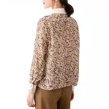 恒源祥 波点印花长袖衬衫 女款 咖色