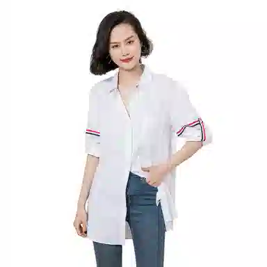 恒源祥 宽松条纹纽扣长袖衬衫 女款