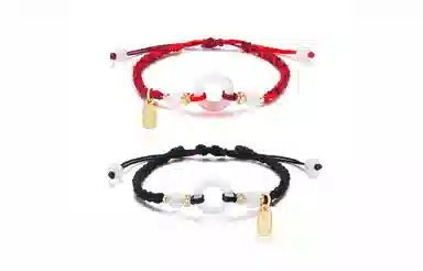 牧言 国潮复古新中式简约小众设计高级感 圆润立体渐变几何圆环字牌流苏编织绳手饰 合金 平安扣手链 男女同款情侣款