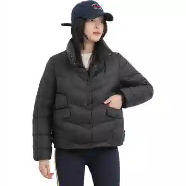 鸭鸭 休闲时尚短款立领防寒保暖外穿羽绒服 女款 黑色