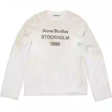 Acne Studios Logo Crewneck Long Sleeve Tee White
