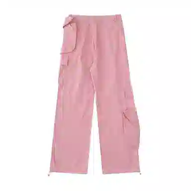 花蔓色 极简风宽松辣妹多巴胺纯色直筒长裤工装裤 男女同款