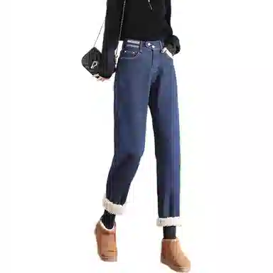 惟熙 保暖显瘦抗寒遮肉牛仔裤 女款 深蓝色