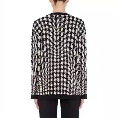 MOSCHINO Morphed Pied De Poule Stretch Viscose Cardigan V