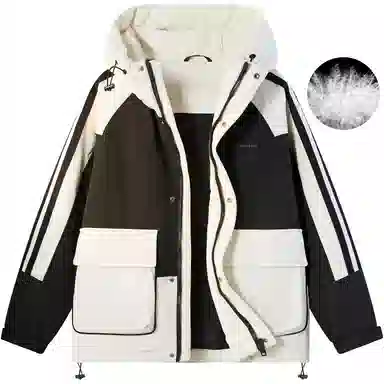 帕丁顿熊 简约字母条纹保暖加厚羽绒服 男女同款