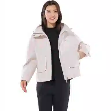 探路者 字母印花连帽拉链户外登山冲锋衣 女款