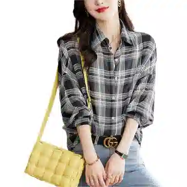 曲韩 通勤宽松个子长袖衬衫 女款 黑色