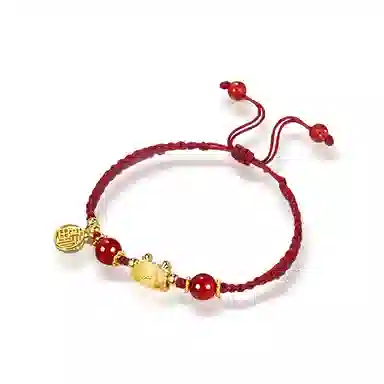 饰伴 辰龙守护 清冷系转运平安喜乐 优雅小众国风手工编织手绳 琉璃 手链 男女同款情侣款