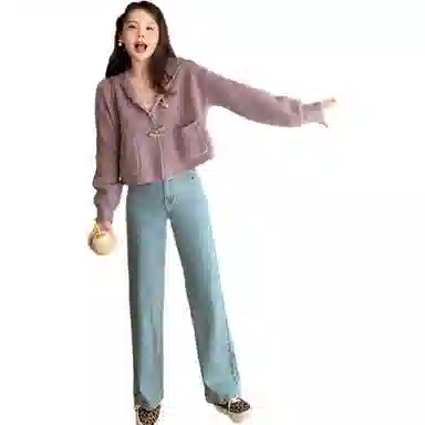 花栗鼠小姐 慵懒风连帽针织衫 女款