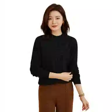 恒源祥 纯色半高领套头羊绒衫 女款