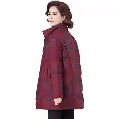 鸭鸭 植物花灰立领长袖羽绒服 女款