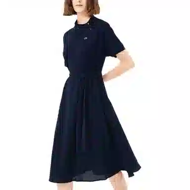 Lacoste SS22 Solid Side Tie Dress Navy