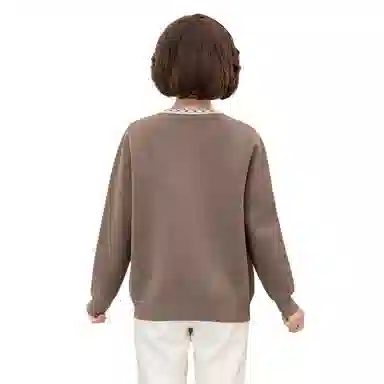 恒源祥 纯色圆领拉链长袖针织衫 女款