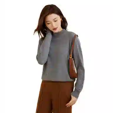 恒源祥 纯色半高领套头羊绒衫 女款