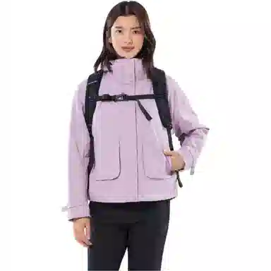 探路者 字母印花连帽拉链户外登山冲锋衣 女款