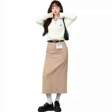 花铃太太 通勤纯色修身长袖针织衫 女款