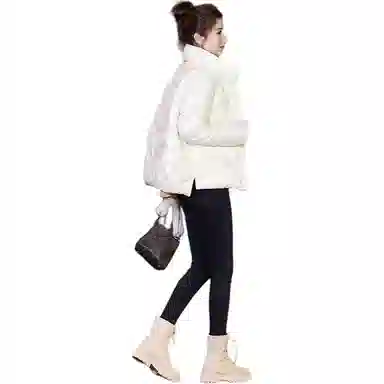 鸭鸭 纯色立领拉链宽松长袖羽绒服 女款