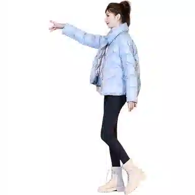 鸭鸭 纯色立领拉链宽松长袖羽绒服 女款