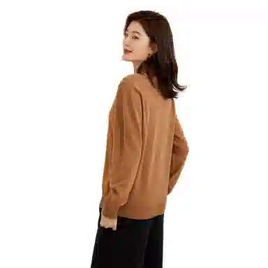 恒源祥 纯色半高领套头羊绒衫 女款