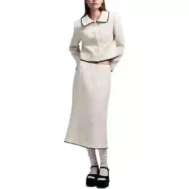 MARDI MERCREDI SS24 SPRING TWEED CROPPED JACKET LACE-IVORY