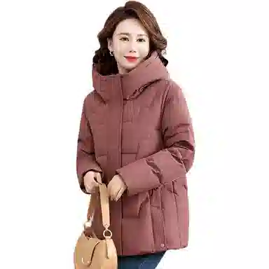 雅鹿 纯色连帽拉链百搭保暖长袖羽绒服 女款