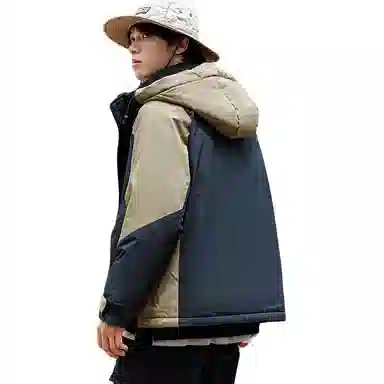 鸭鸭 时尚短款连帽宽松羽绒服 男女同款