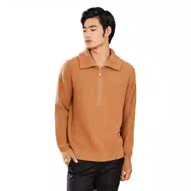 恒源祥 纯色休闲翻领毛衣 女款