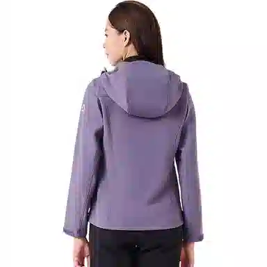 探路者 防风保暖连帽软壳加绒夹克外套 女款 熏衣紫