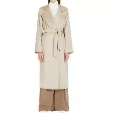 MaxMara Belted Mid-Length Coat Beige