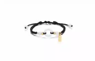 牧言 国潮复古新中式简约小众设计高级感 圆润立体渐变几何圆环字牌流苏编织绳手饰 合金 平安扣手链 男女同款情侣款