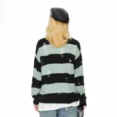 Guuka Hero Striped Knit Pullover Black