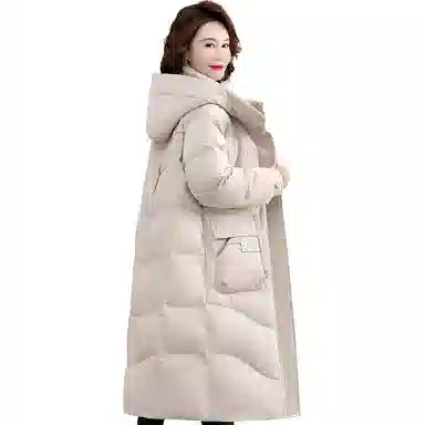 雅鹿 时尚气质纯色连帽中长款长袖羽绒服 女款