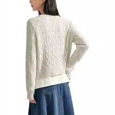 茵曼 休闲圆领单排扣长袖针织衫 女款