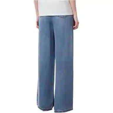 玖姿安娜蔻 简约薄款宽松牛仔裤 女款 浅蓝