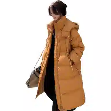 鸭鸭 加厚纯色连帽羽绒服 女款