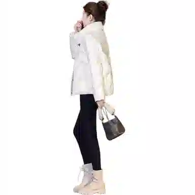 鸭鸭 纯色立领拉链宽松长袖羽绒服 女款