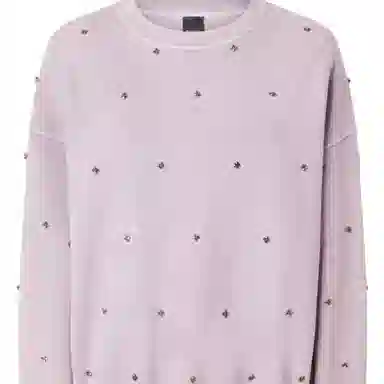 PINKO SS24 Applique Crewneck Sweatshirt Pink