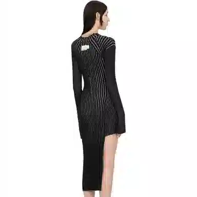 Feng Chen Wang Striped Knit Long Sleeve Dress