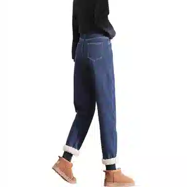 惟熙 保暖显瘦抗寒遮肉牛仔裤 女款 深蓝色