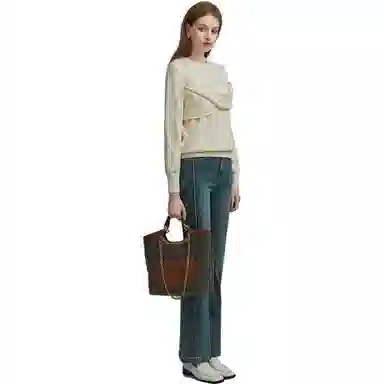 【dme】 圆领露肩不对称设计针织衫 女款 米白