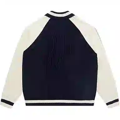 UNDEFEATED FW24 Striped Logo Baseball Collar Knit