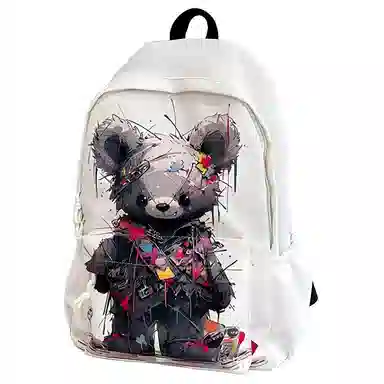 泰克森 稀奇古怪的涂鸦个性街头潮流字母熊兔猫 尼龙 双肩包 常规 通用 多色