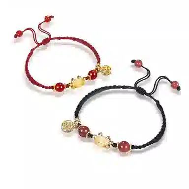 饰伴 辰龙守护 清冷系转运平安喜乐 优雅小众国风手工编织手绳 琉璃 手链 男女同款情侣款